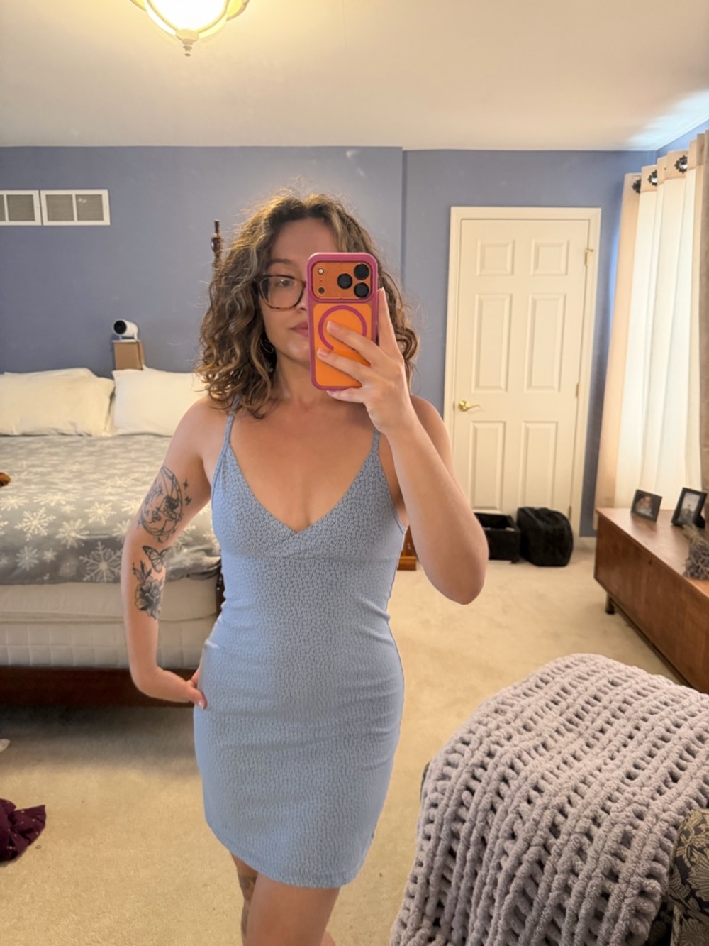Brandy Melville Light Blue Ribbed Mini Dress - Picture 3 of 4